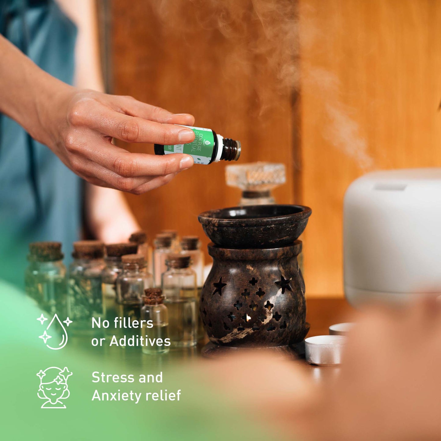 Pursonic Aromatherapy Bliss Set: Lava Stone Bracelet with 100% Pure Essential Oils-2