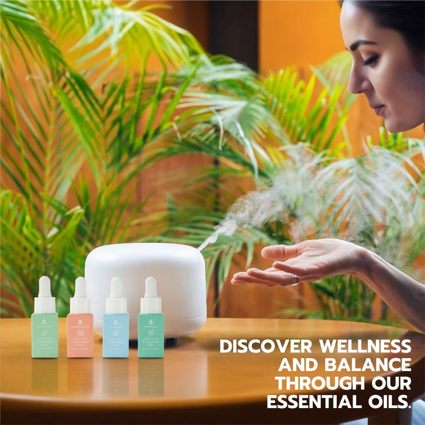 100% Pure Natural Essence Essential Oils – Nature’s Healing Power with Eucalyptus, Frankincense, Lavender, and Peppermint-2